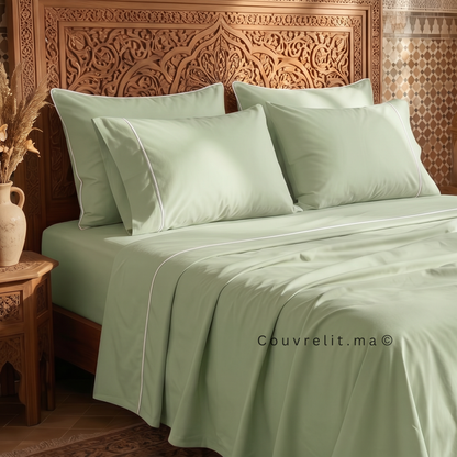 Ensemble Parure de lit 100% Cotton, 6 Pièces en Cotton ref :CVS0225 Vanille Royale
