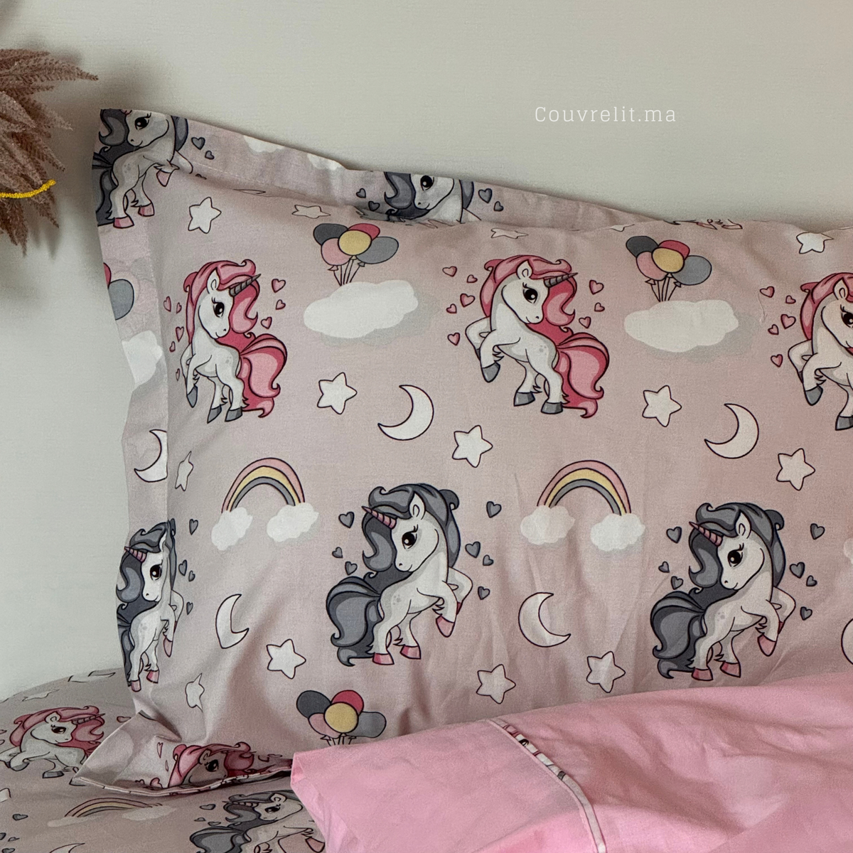 "Unicorn Rose" Couverlit pour enfant pack complet  REF: CVK00342