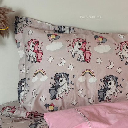 "Unicorn Rose" Couverlit pour enfant pack complet  REF: CVK00342