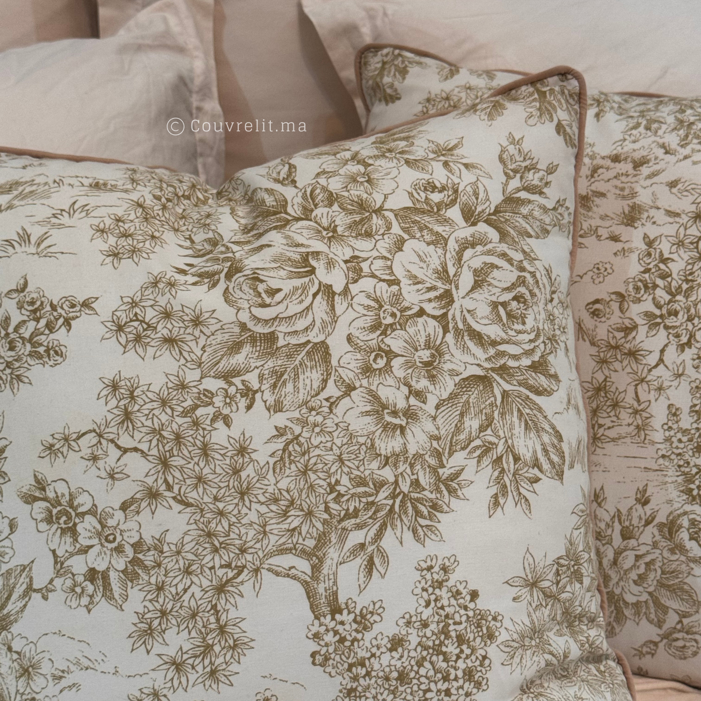 Coussin de décoration "Rosas Vert" 45x45 cm REF: CS0029