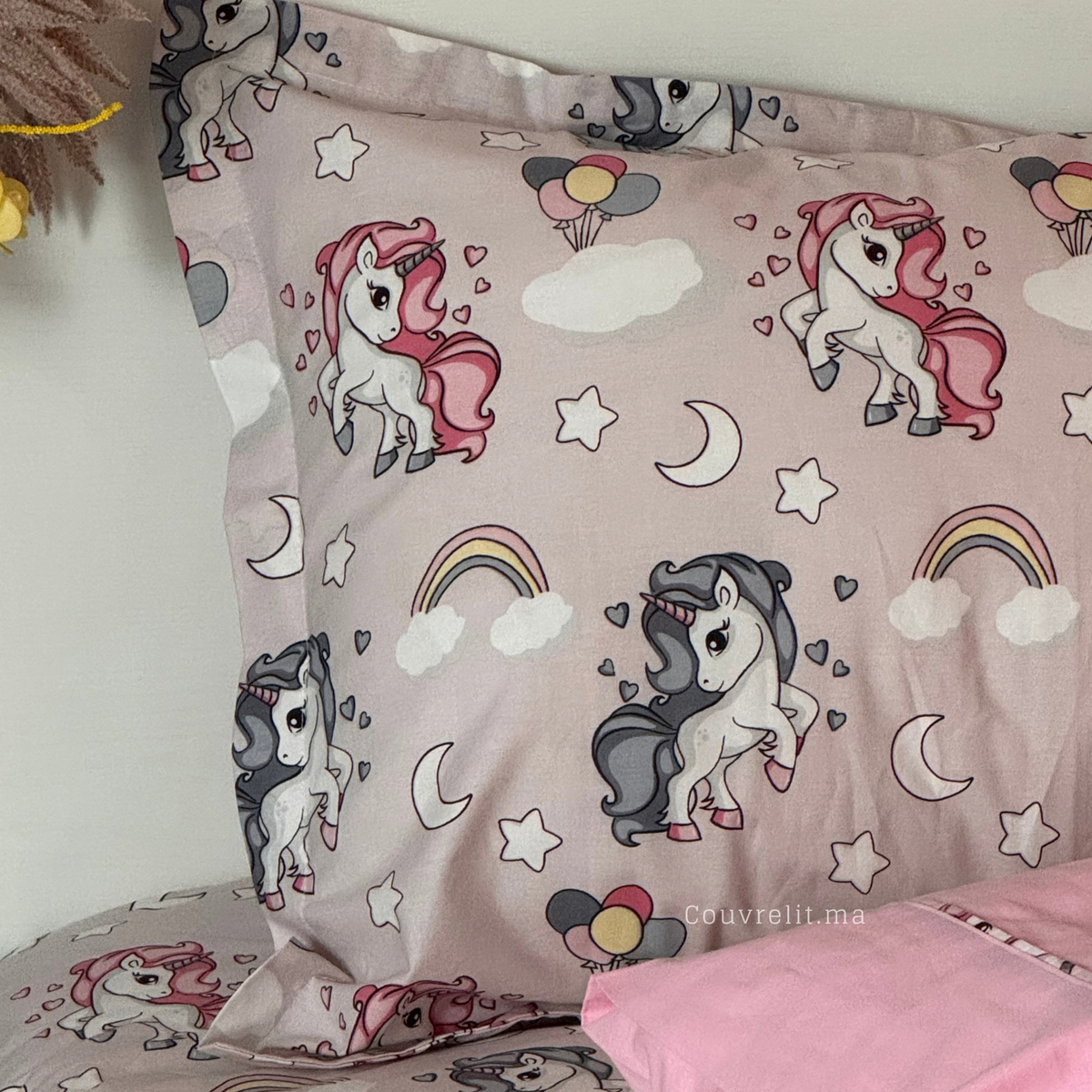 "Unicorn Rose" Couverlit pour enfant pack complet  REF: CVK00342