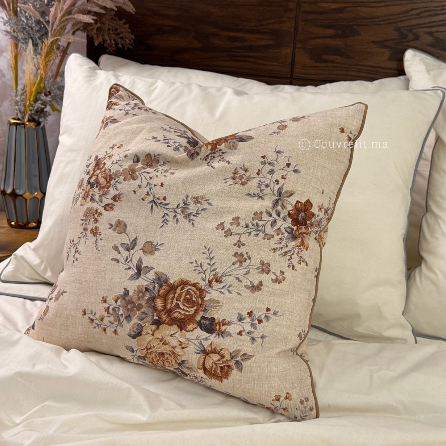 Coussin de décoration “Moka Floral” 45x45 cm REF: CS0030