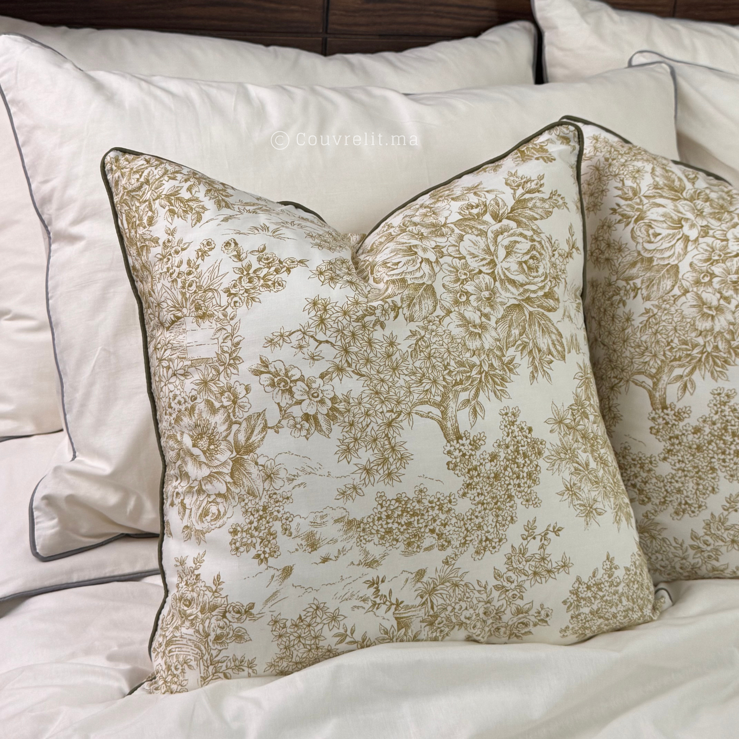 Coussin de décoration "Rosas Vert" 45x45 cm REF: CS031