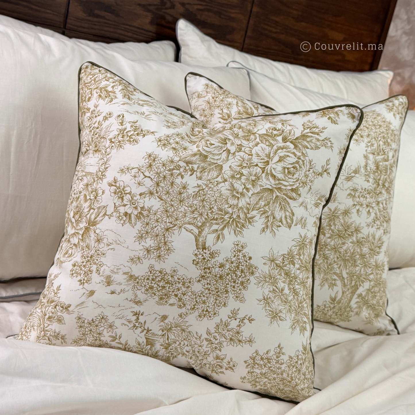 Coussin de décoration "Rosas Vert" 45x45 cm REF: CS031