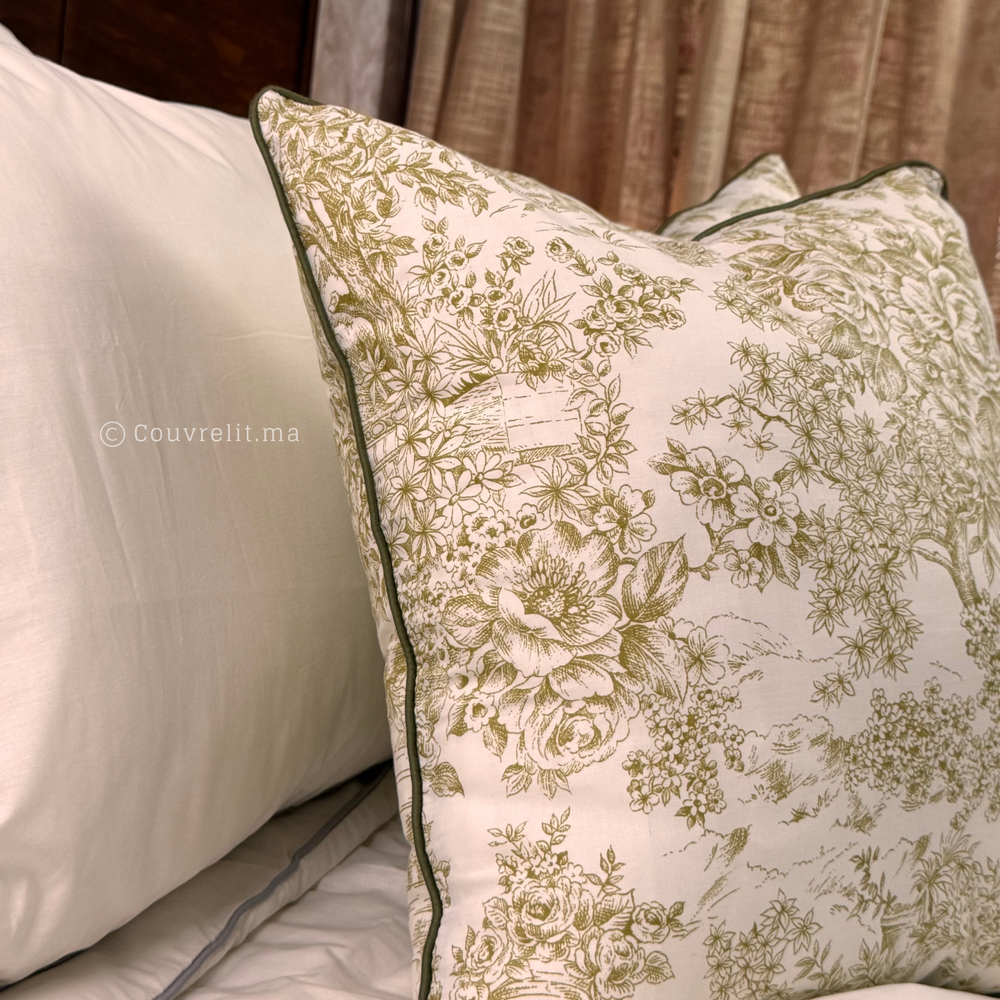 Coussin de décoration "Rosas Vert" 45x45 cm REF: CS031