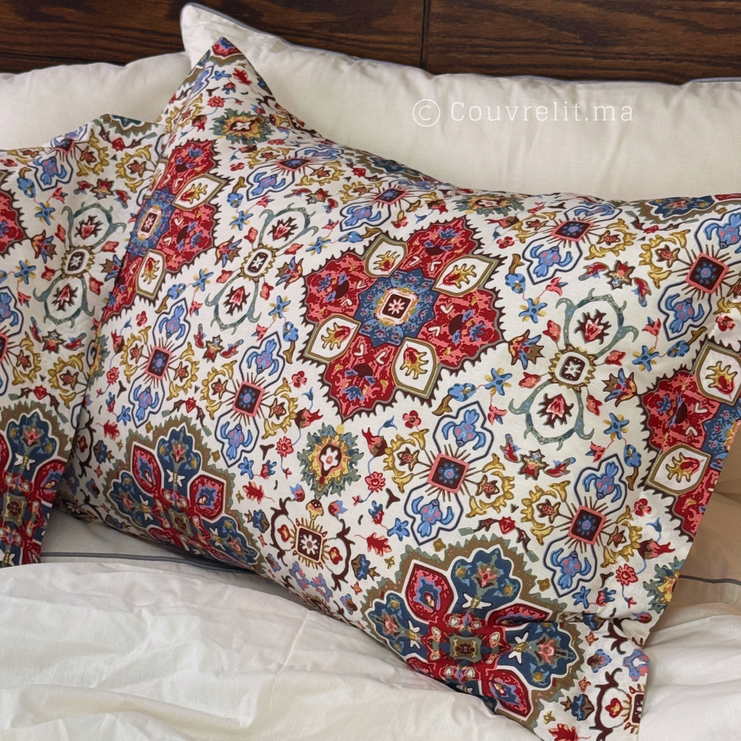 oreillers à motif oriental, 2 Piéces, taie 100% coton - Ref: OR0111