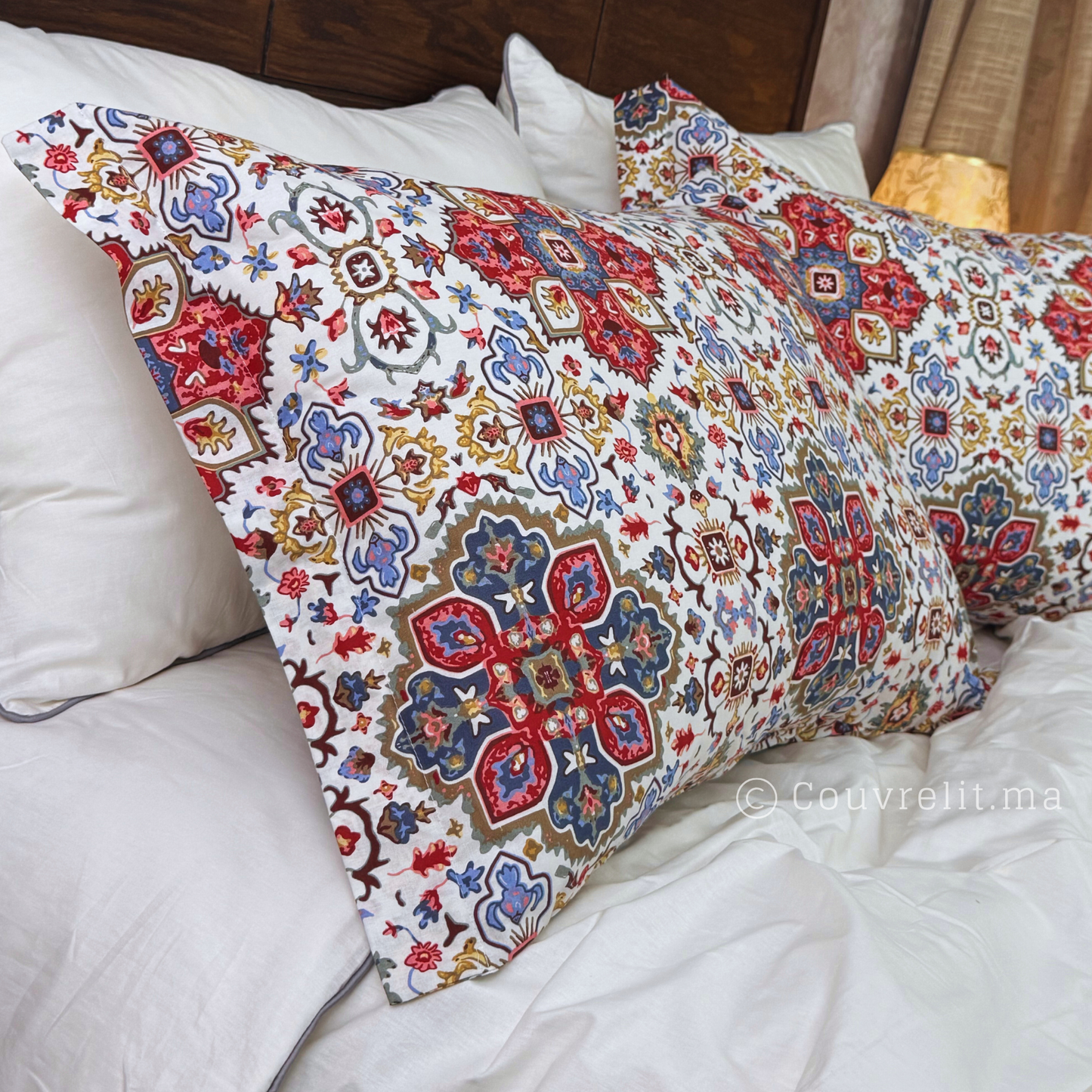 oreillers à motif oriental, 2 Piéces, taie 100% coton - Ref: OR0111