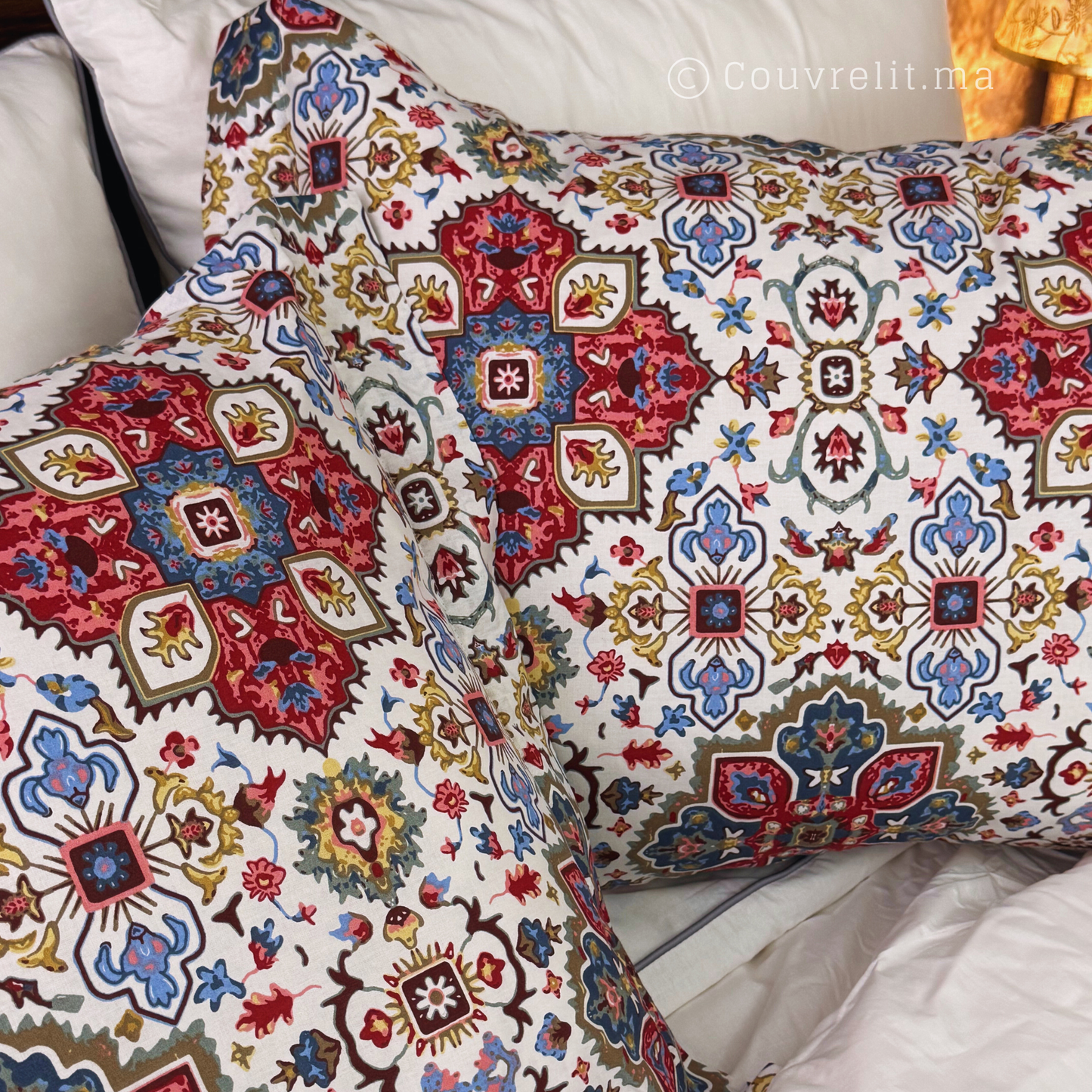 oreillers à motif oriental, 2 Piéces, taie 100% coton - Ref: OR0111