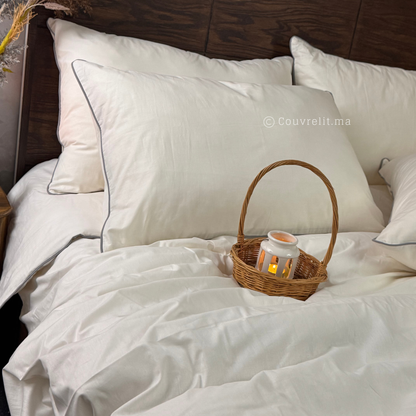 "Blanc Cassé,PASSEPOIL Gris" Ensemble complet en 100% COTTON, REF: CVS00326