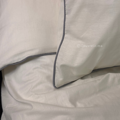 "Blanc Cassé,PASSEPOIL Gris" Ensemble complet en 100% COTTON, REF: CVS00326