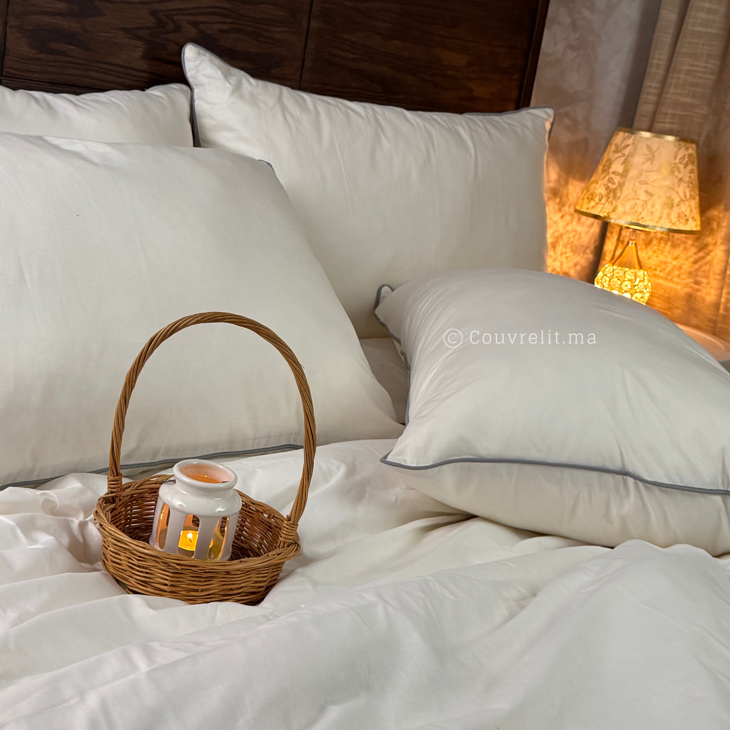 "Blanc Cassé,PASSEPOIL Gris" Ensemble complet en 100% COTTON, REF: CVS00326