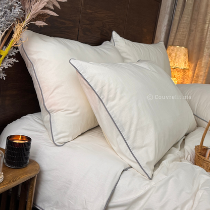 "Blanc Cassé,PASSEPOIL Gris" Ensemble complet en 100% COTTON, REF: CVS00326