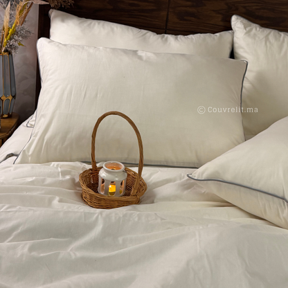 "Blanc Cassé,PASSEPOIL Gris" Ensemble complet en 100% COTTON, REF: CVS00326