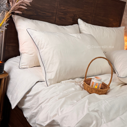 "Blanc Cassé,PASSEPOIL Gris" Ensemble complet en 100% COTTON, REF: CVS00326