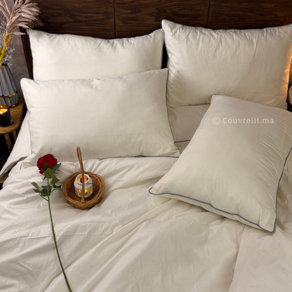 "Blanc Cassé,PASSEPOIL Gris" Ensemble complet en 100% COTTON, REF: CVS00326