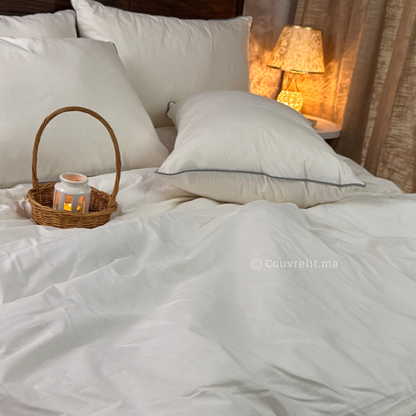 "Blanc Cassé,PASSEPOIL Gris" Ensemble complet en 100% COTTON, REF: CVS00326