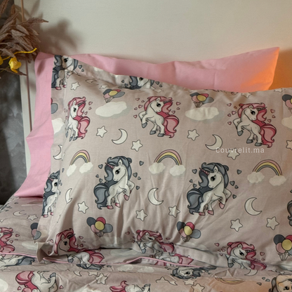 "Unicorn Rose" Couverlit pour enfant pack complet  REF: CVK00342