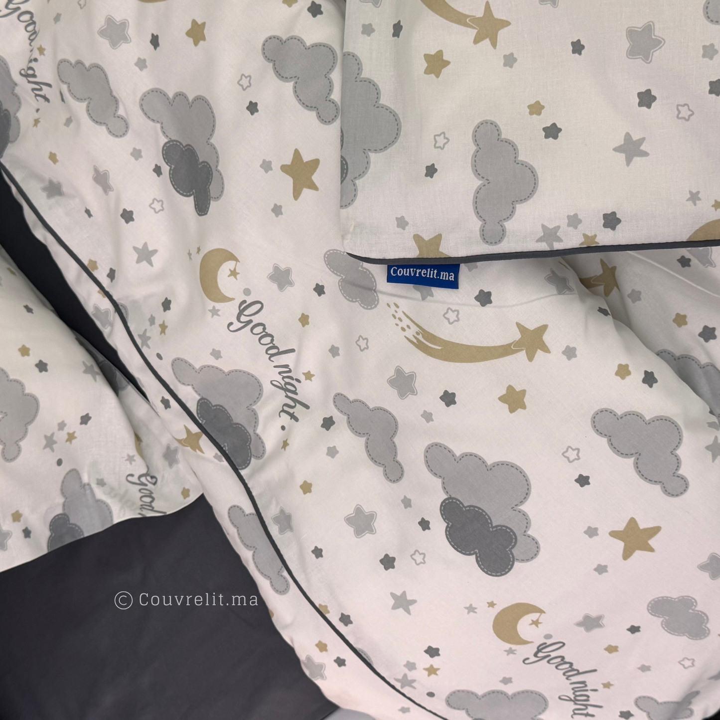 "Nuage Gris" Couverlit pour enfant pack complet  REF: CVK00291