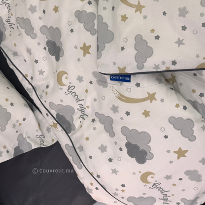 "Nuage Gris" Couverlit pour enfant pack complet  REF: CVK00291