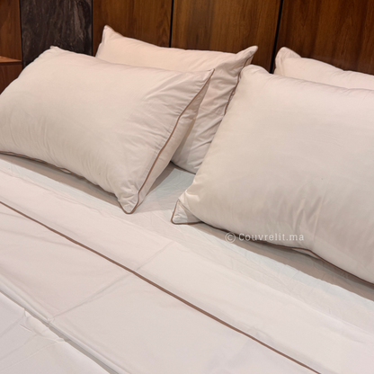 "Blanc,PASSEPOIL Taupe" Ensemble complet en 100% COTTON, REF: CVS00146