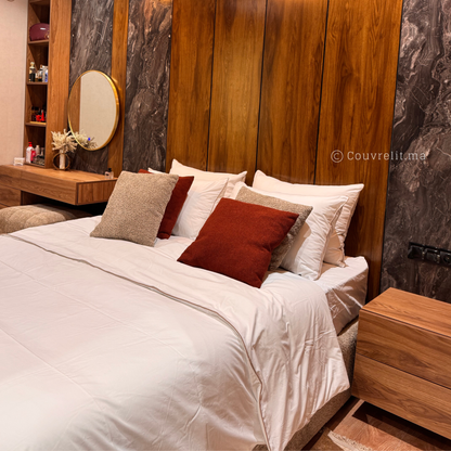 "Blanc,PASSEPOIL Taupe" Ensemble complet en 100% COTTON, REF: CVS00146