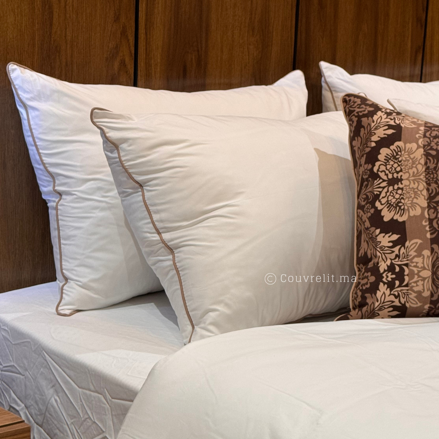 "Blanc,PASSEPOIL Taupe" Ensemble complet en 100% COTTON, REF: CVS00146