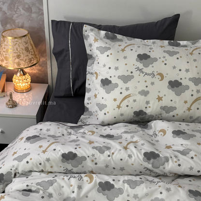 "Nuage Gris" Couverlit pour enfant pack complet  REF: CVK00291