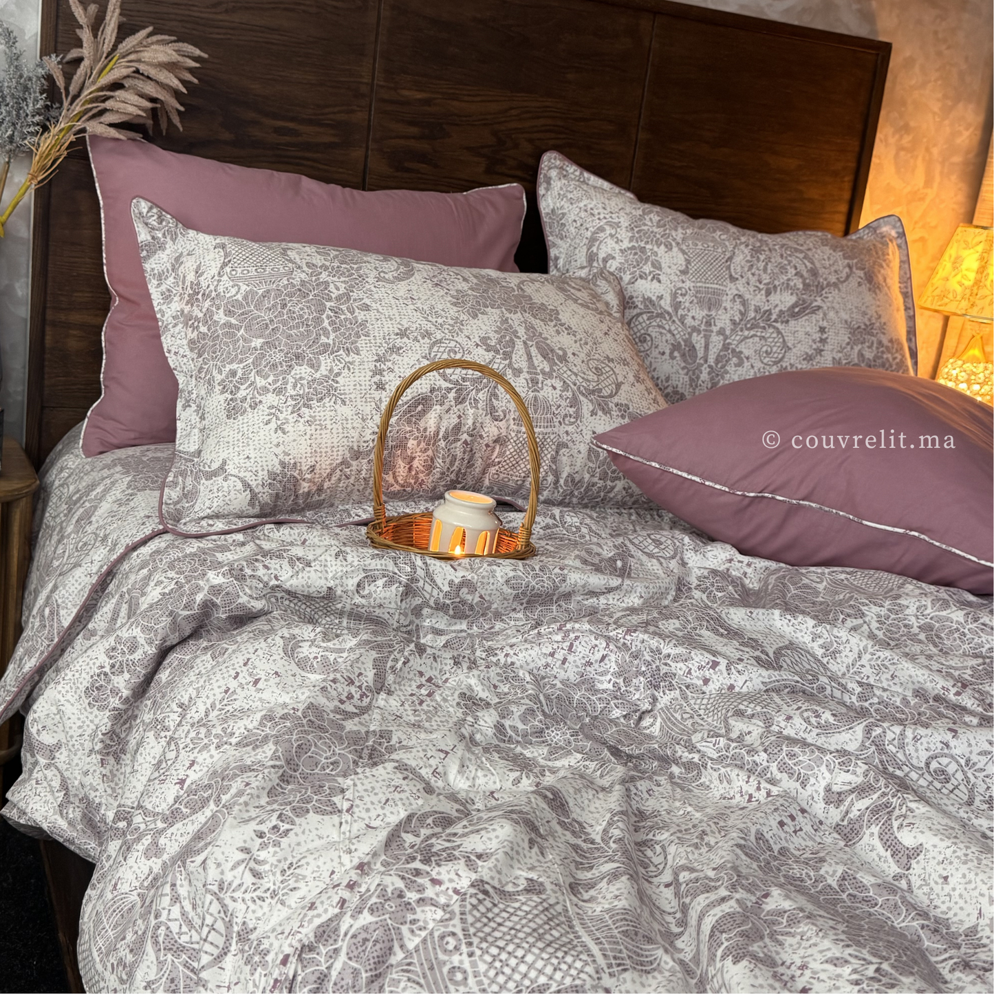 "Mauve Impérial" Ensemble housse de couette  – Collection Luxe Maison REF: CVM00328