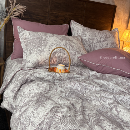 "Mauve Impérial" Ensemble housse de couette  – Collection Luxe Maison REF: CVM00328