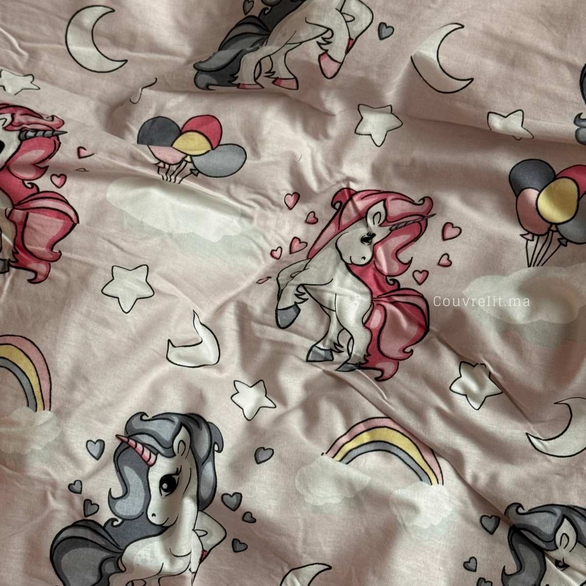 "Unicorn Rose" Couverlit pour enfant pack complet  REF: CVK00342