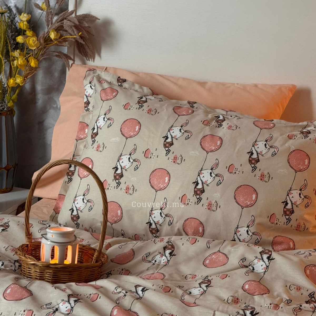 "Lapin Rose" Couverlit pour enfant pack complet  REF: CVK00340