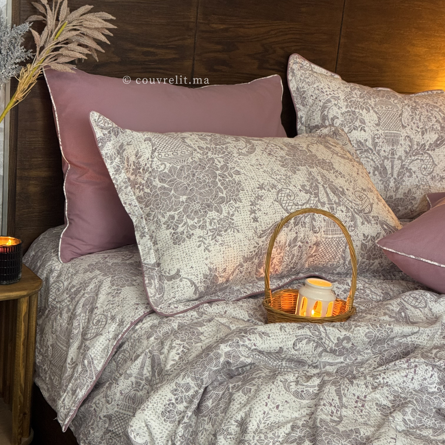 "Mauve Impérial" Ensemble housse de couette  – Collection Luxe Maison REF: CVM00328