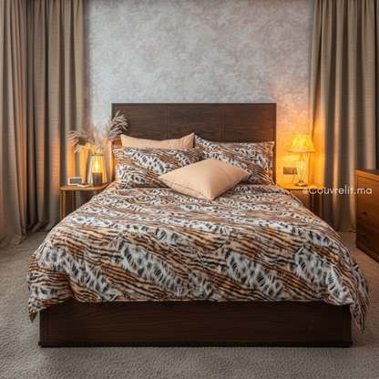 "Sauvage Prestige" Ensemble parure Satin motif 100% coton  REF: SAT00336