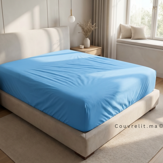Drap Housse Sur Mesure – 100% Coton  || Bleu ciel