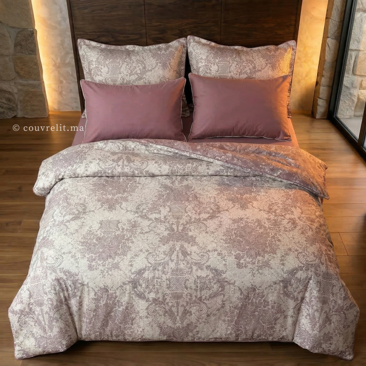 "Mauve Impérial" Ensemble housse de couette  – Collection Luxe Maison REF: CVM00328