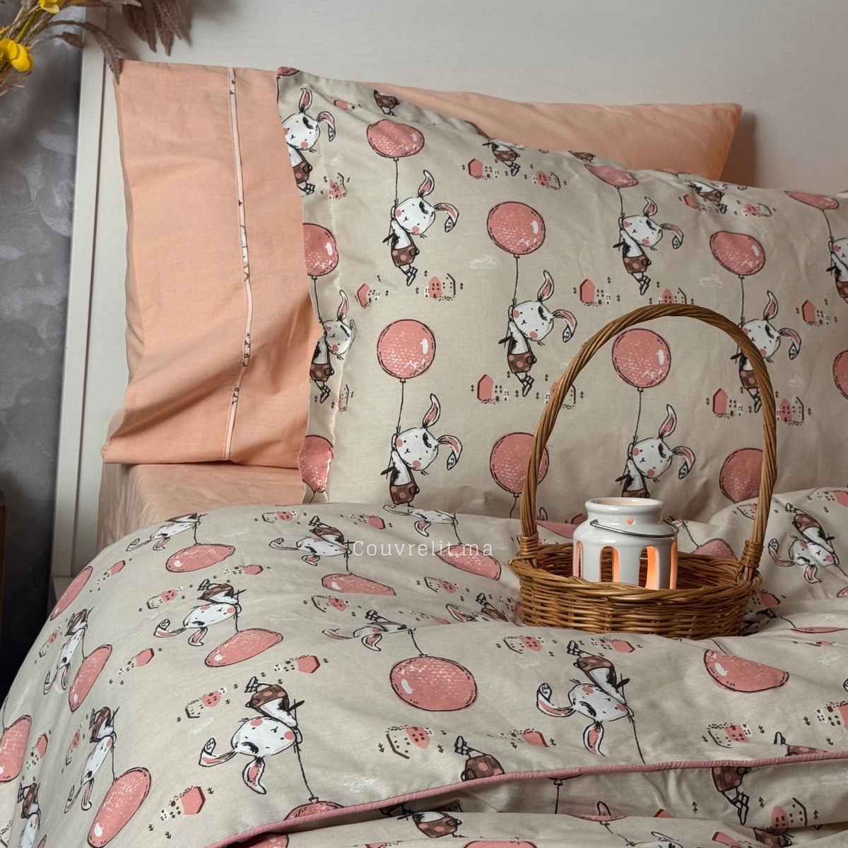 "Lapin Rose" Couverlit pour enfant pack complet  REF: CVK00340