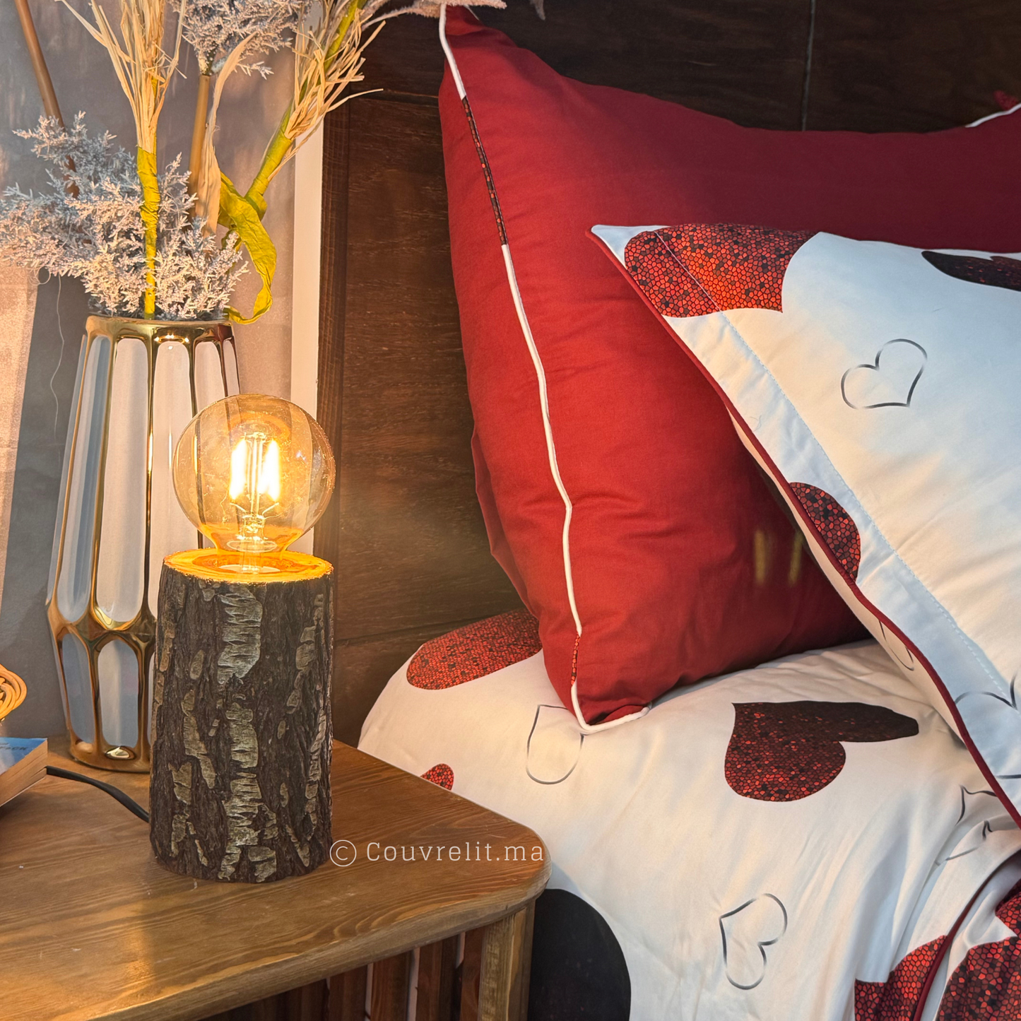 "cœurs rouge" Ensemble parure 100% coton satin REF: SAT00334