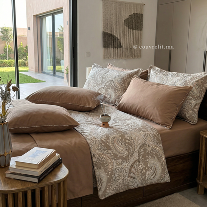 "Taupe Impérial" Ensemble housse de couette  – Collection Luxe Maison REF: CVM00329