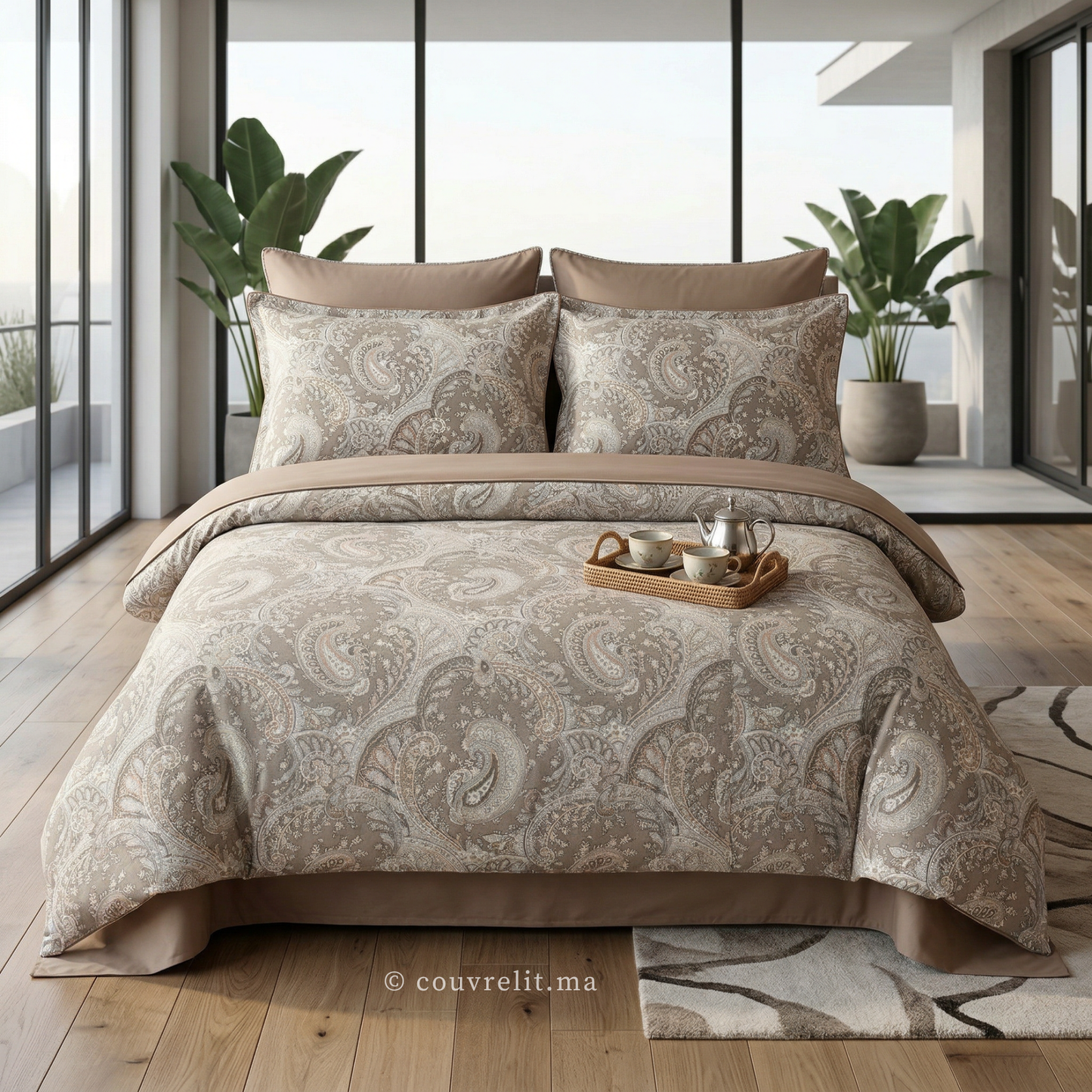 "Taupe Impérial" Ensemble housse de couette  – Collection Luxe Maison REF: CVM00329