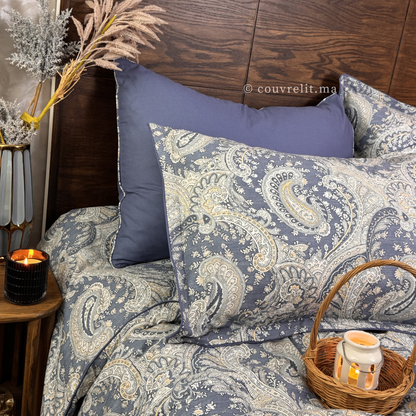 "Bleu Impérial" Ensemble housse de couette Cachemire – Collection Luxe Maison REF: CVM00327