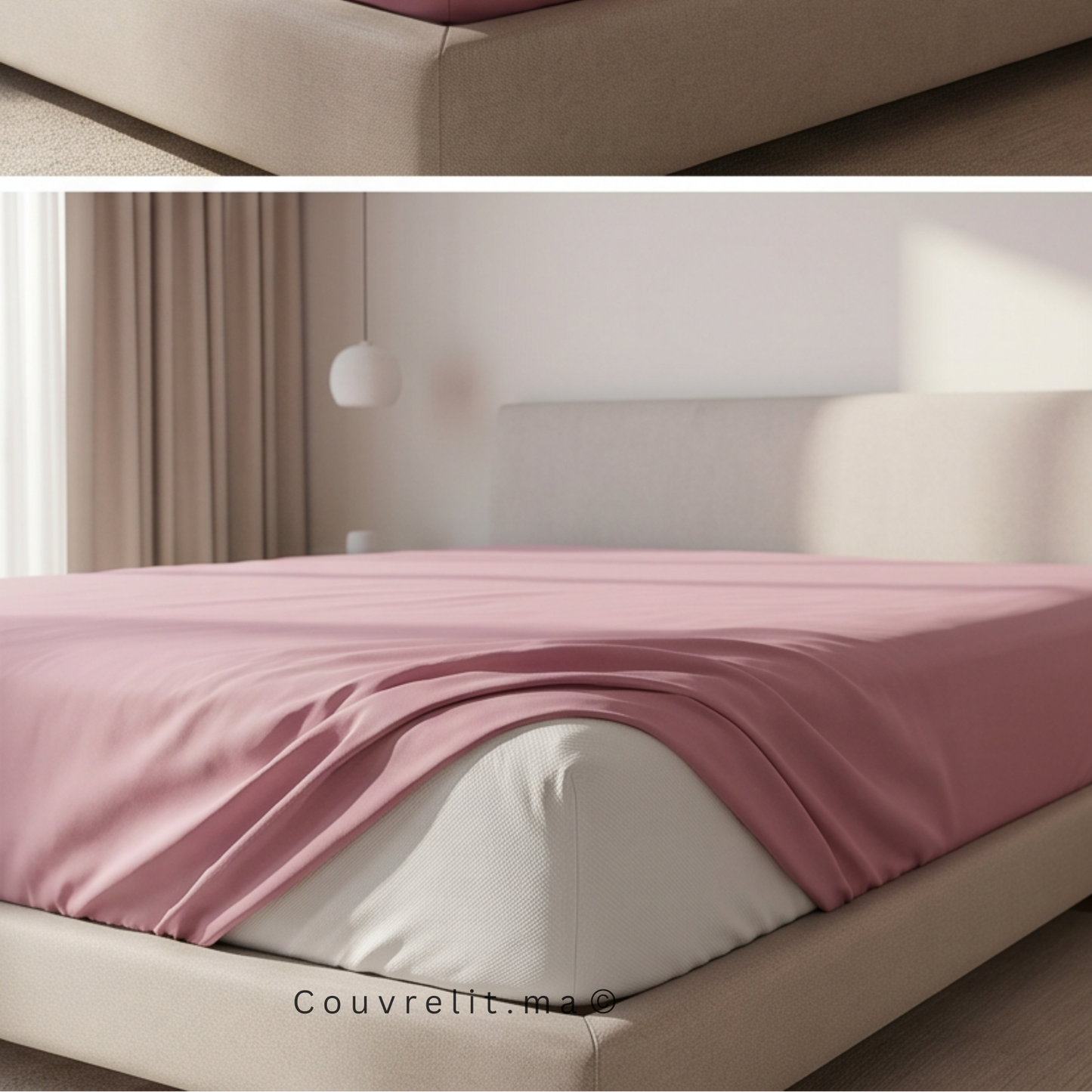 Drap Housse Sur Mesure – 100% Coton  || Mauve clair