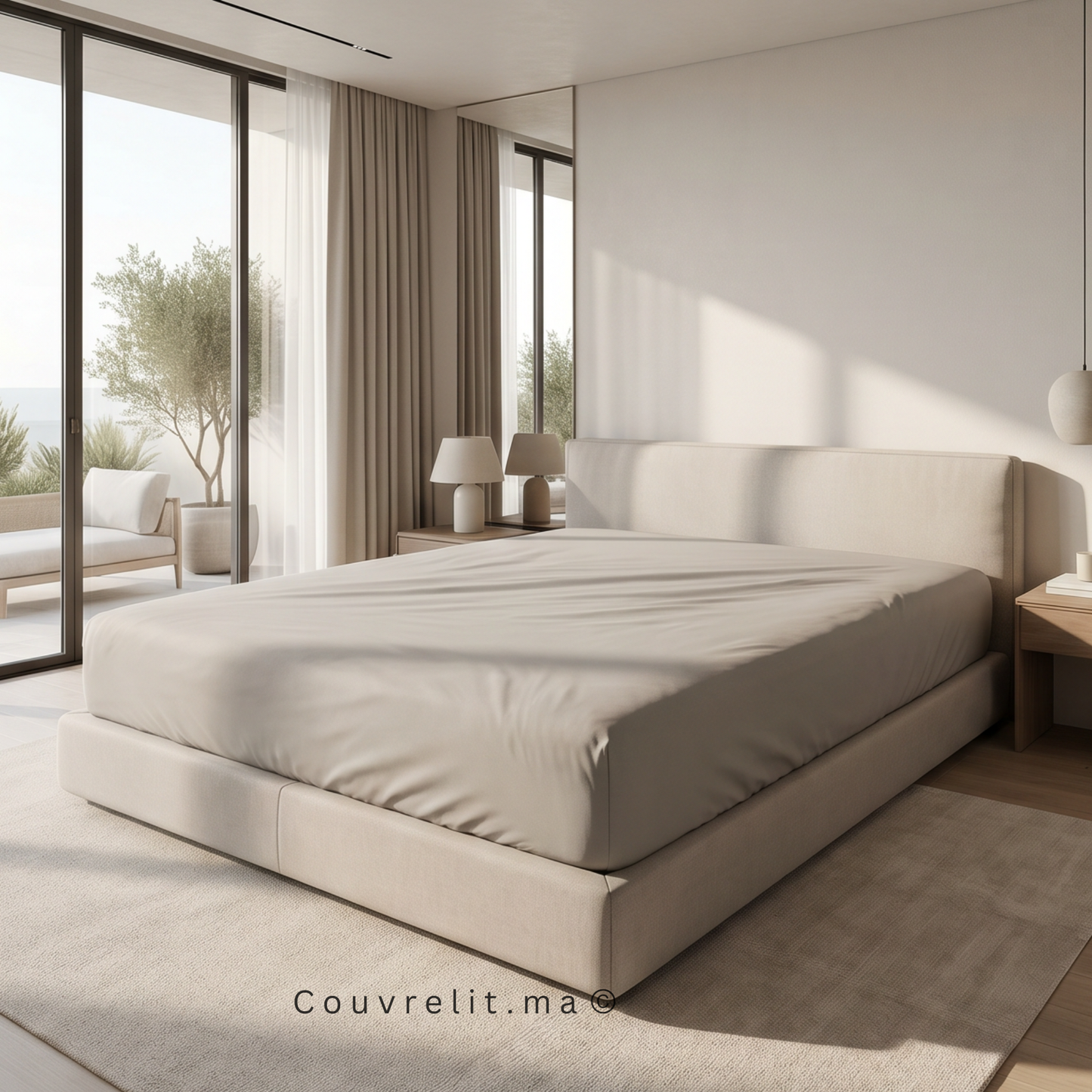 Drap Housse Sur Mesure – 100% Coton  || Gris Clair
