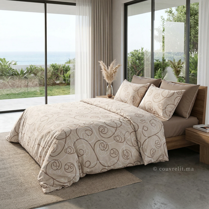 "Courbes Harmonie Taupe" Ensemble housse de couette – Collection Luxe Maison 🤎  REF: CVM00330