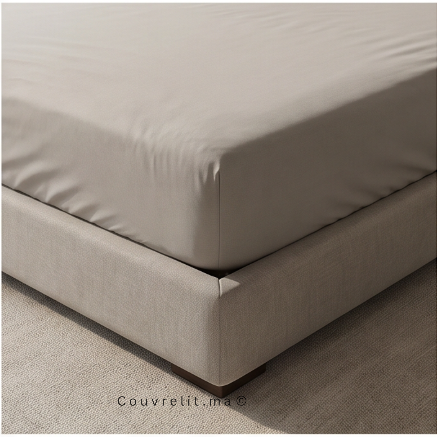 Drap Housse Sur Mesure – 100% Coton  || Gris Clair