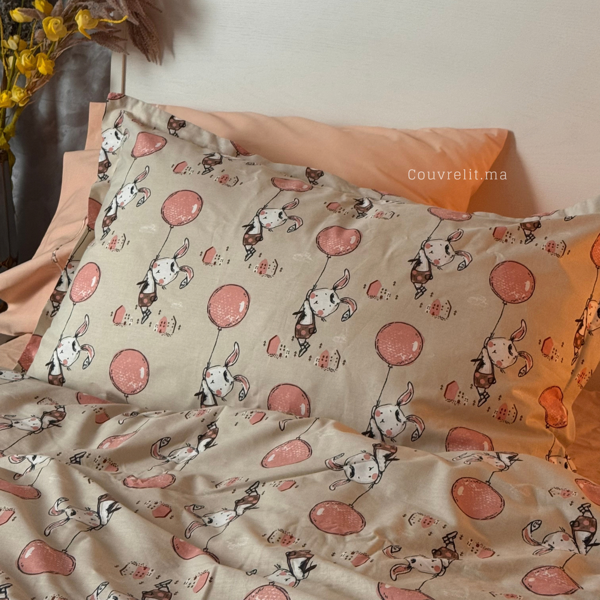 "Lapin Rose" Couverlit pour enfant pack complet  REF: CVK00340