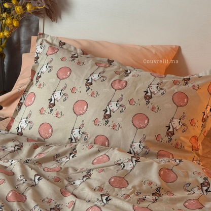 "Lapin Rose" Couverlit pour enfant pack complet  REF: CVK00340