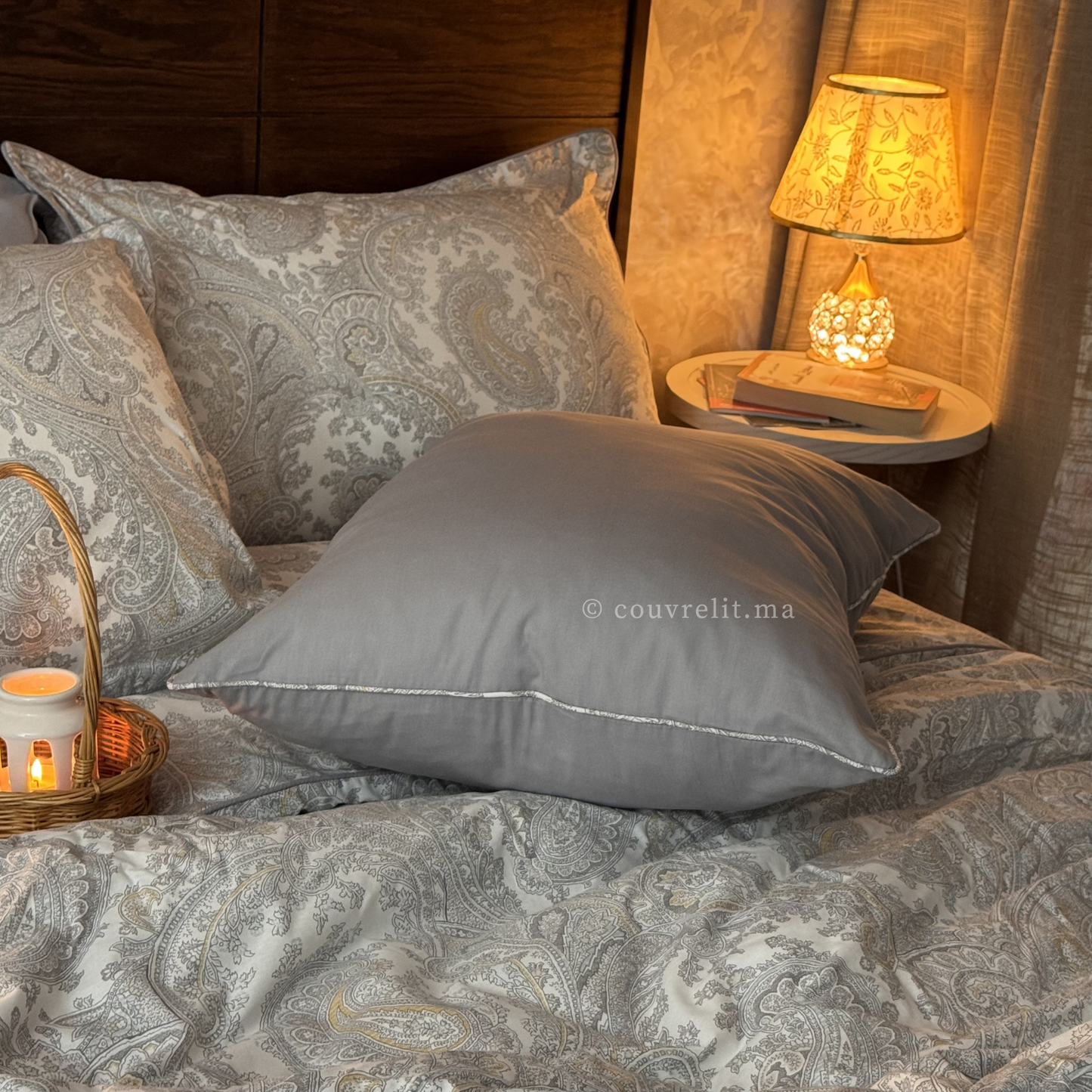 "Charme Gris" Ensemble housse de couette – Collection Luxe Maison   REF: CVM00331
