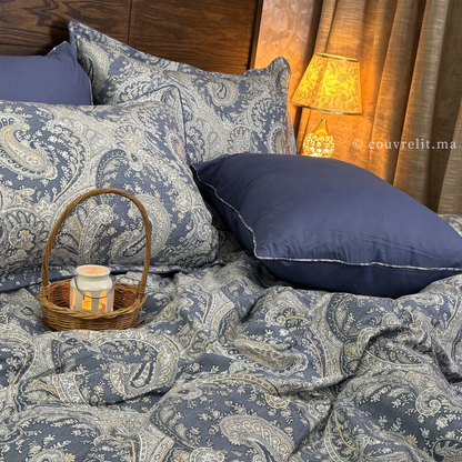 "Bleu Impérial" Ensemble housse de couette Cachemire – Collection Luxe Maison REF: CVM00327