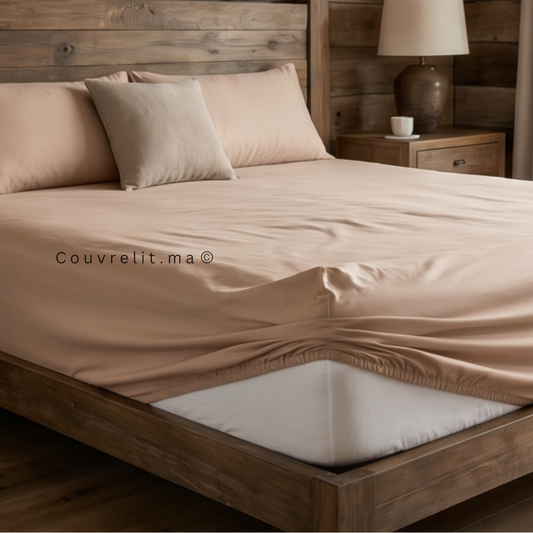 Drap Housse Sur Mesure – 100% Coton  || Beige
