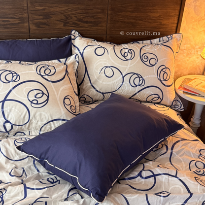 "Courbes Harmonie Bleu marin" Ensemble housse de couette – Collection Luxe Maison 💙   REF: CVM00332